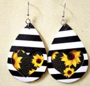 Sunflower teardrop earrings