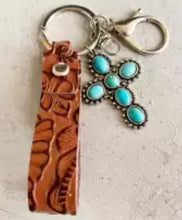 Load image into Gallery viewer, Leather  key strap with charm