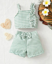 Load image into Gallery viewer, Houndstooth ruffled short outfit