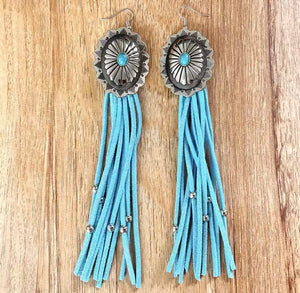 Concho fringe earrings