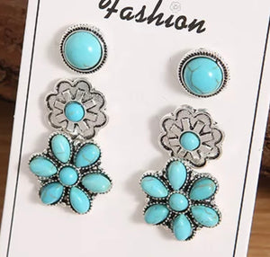 Turquoise trio earrings