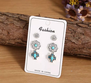 Turquoise trio earrings