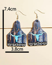 Load image into Gallery viewer, Turquoise Steerhead eartag earrings