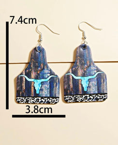 Turquoise Steerhead eartag earrings