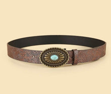 Load image into Gallery viewer, Paisley tooled belt/buckle