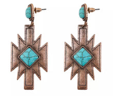 Load image into Gallery viewer, Aztec turquoise earrings