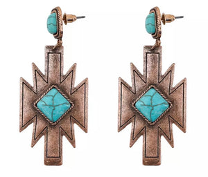 Aztec turquoise earrings