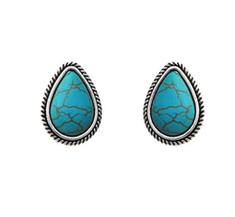 Teardrop turquoise stud earrings