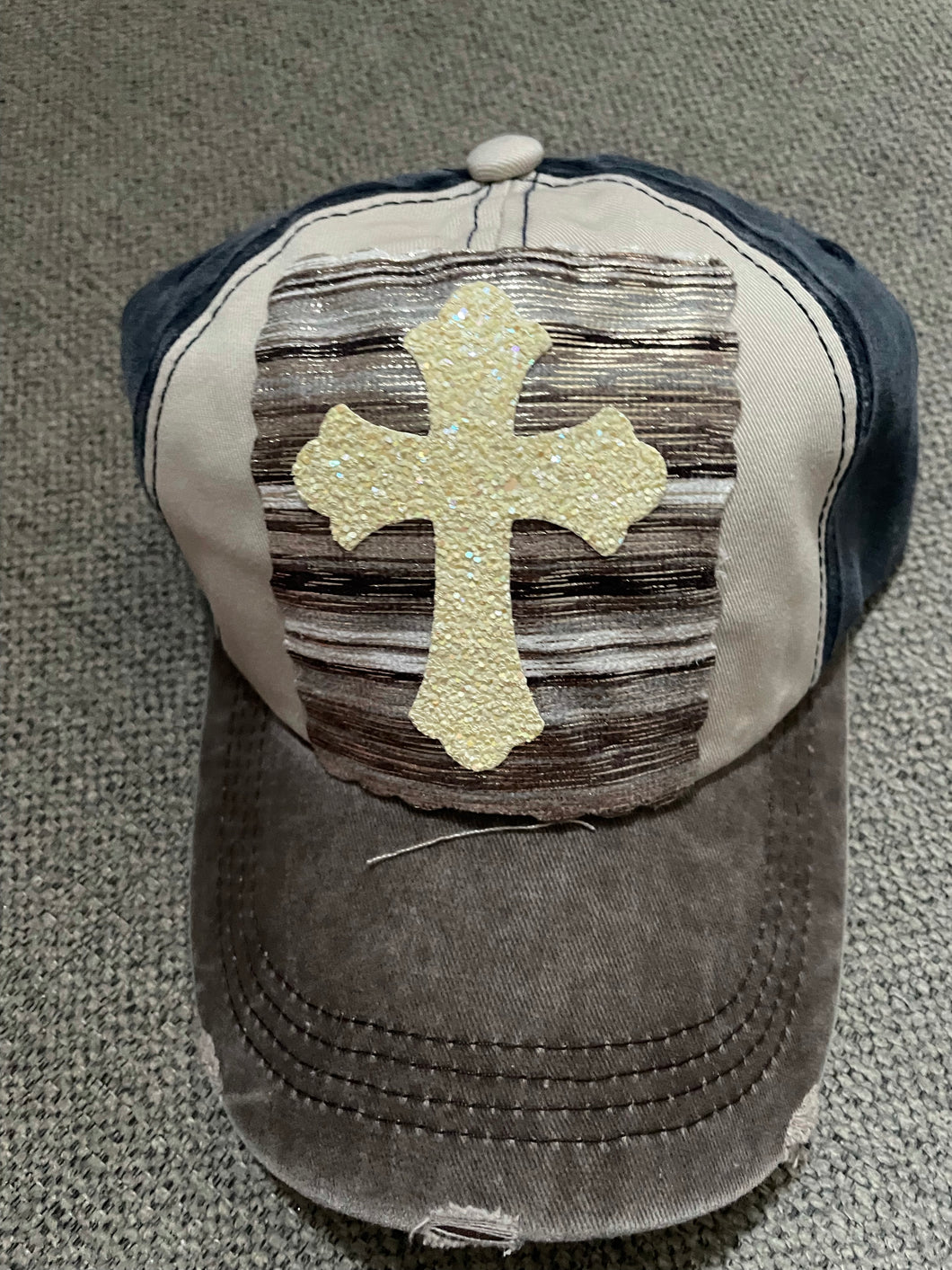 Glitter cross baseball cap