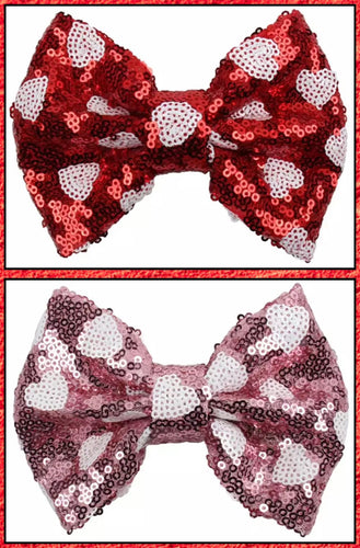 Heart Sequin 5” bow