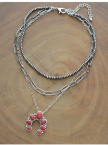 Layered Navajo pearl squash blossom necklace