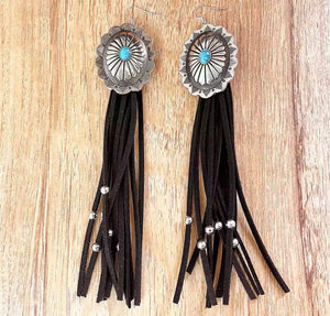 Concho fringe earrings