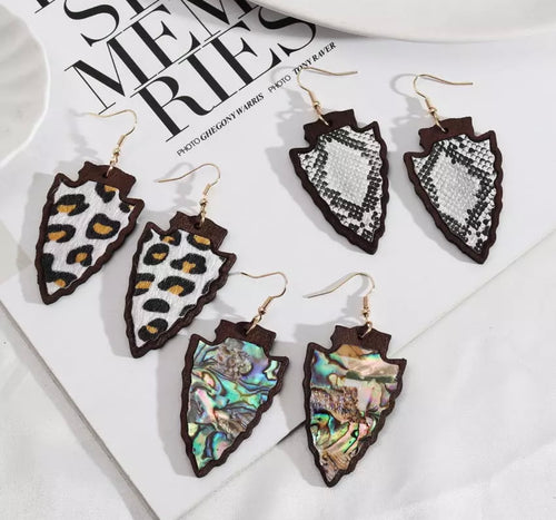 Wooden arrowhead earrings