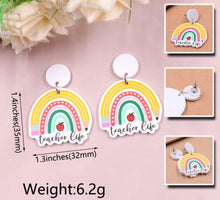 Load image into Gallery viewer, Teacher life Rainbow  earrings