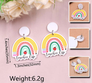 Teacher life Rainbow  earrings