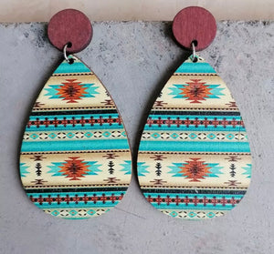 Aztec Wooden post earrings