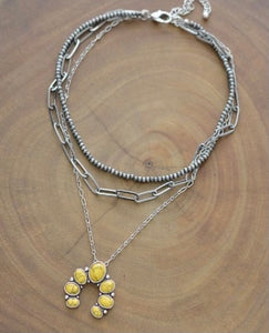 Layered Navajo pearl squash blossom necklace