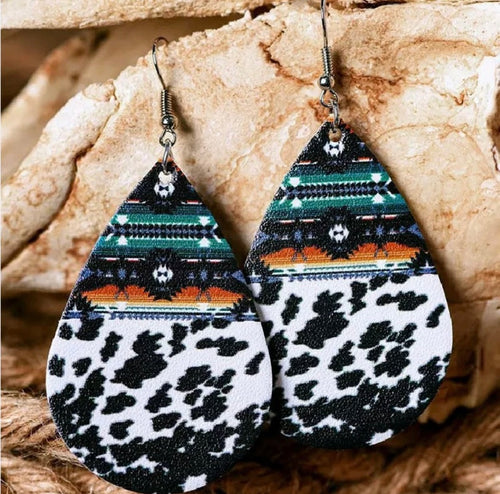 Western cow print earrings